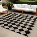 Easy Jute Black Checkered 5x7 Area Rug - Washable Non-Slip Farmhouse
