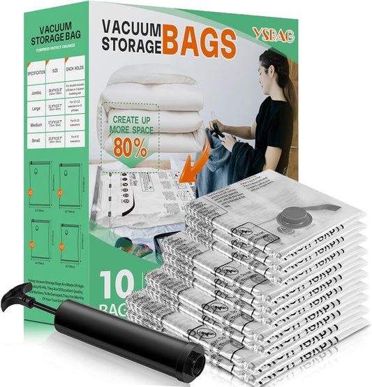 10-Pack Vacuum Storage Bags Kit - Maximize Space!