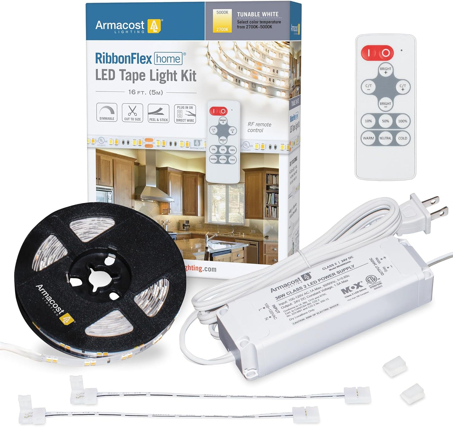 Tunable White LED Tape Light Kit with Remote for Home Use