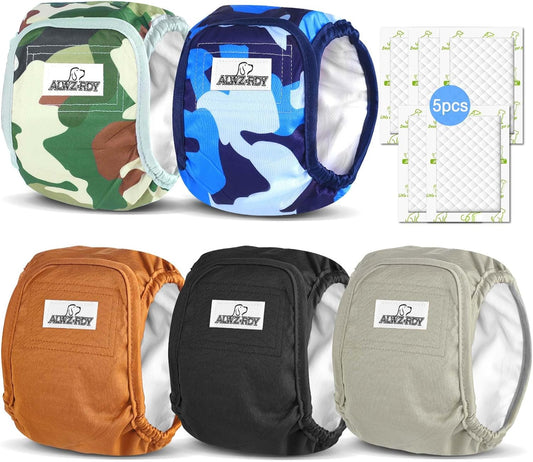Washable Male Dog Belly Bands 5 Pack - Leakproof & Reusable!