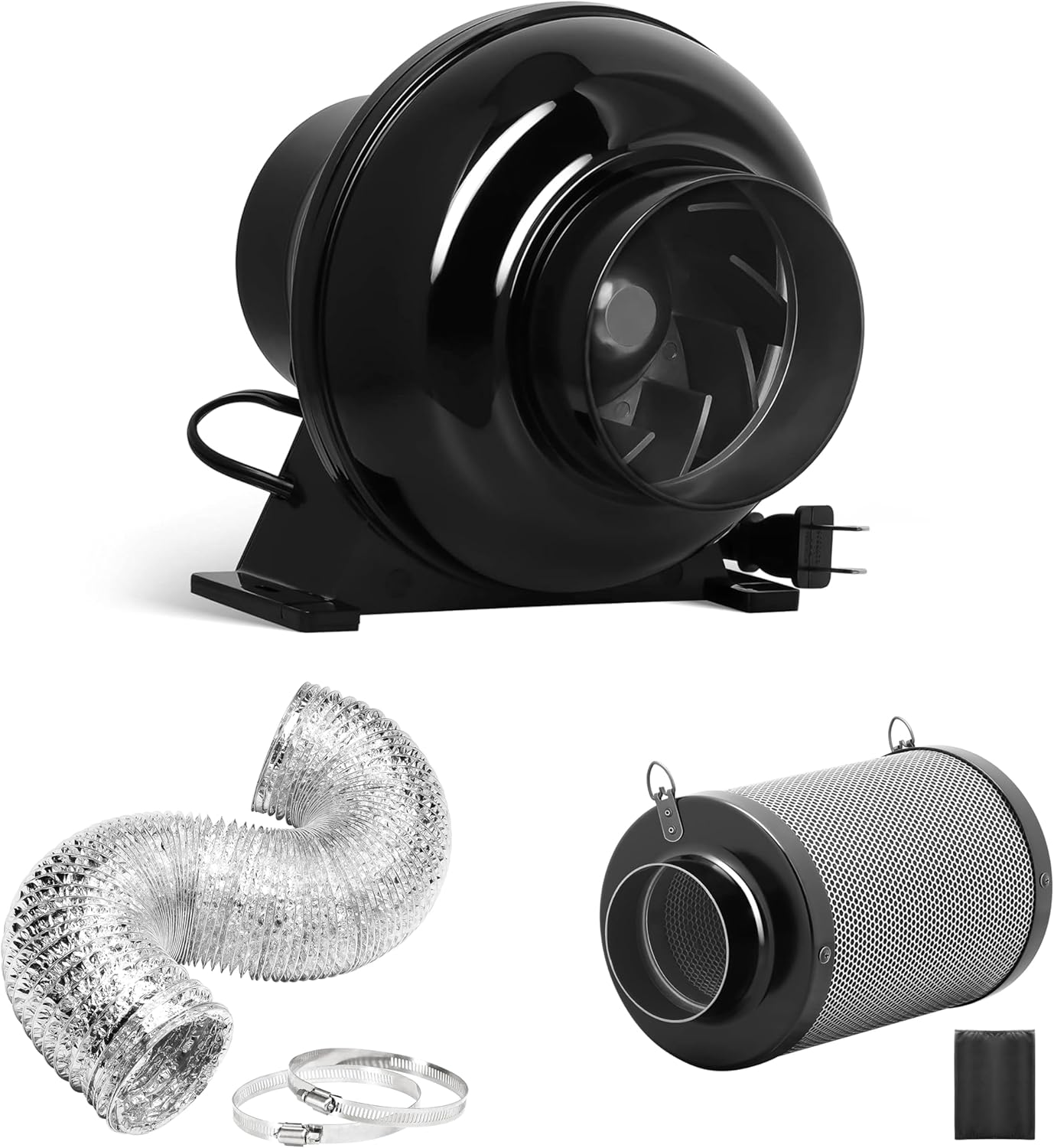 4 Inch Inline Fan and Air Carbon Filter for Grow Tent Ventilation