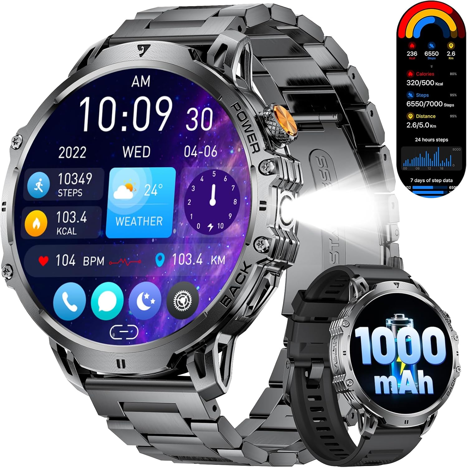 LIGE Military Smart Watch for Men with 110+ Sports Modes