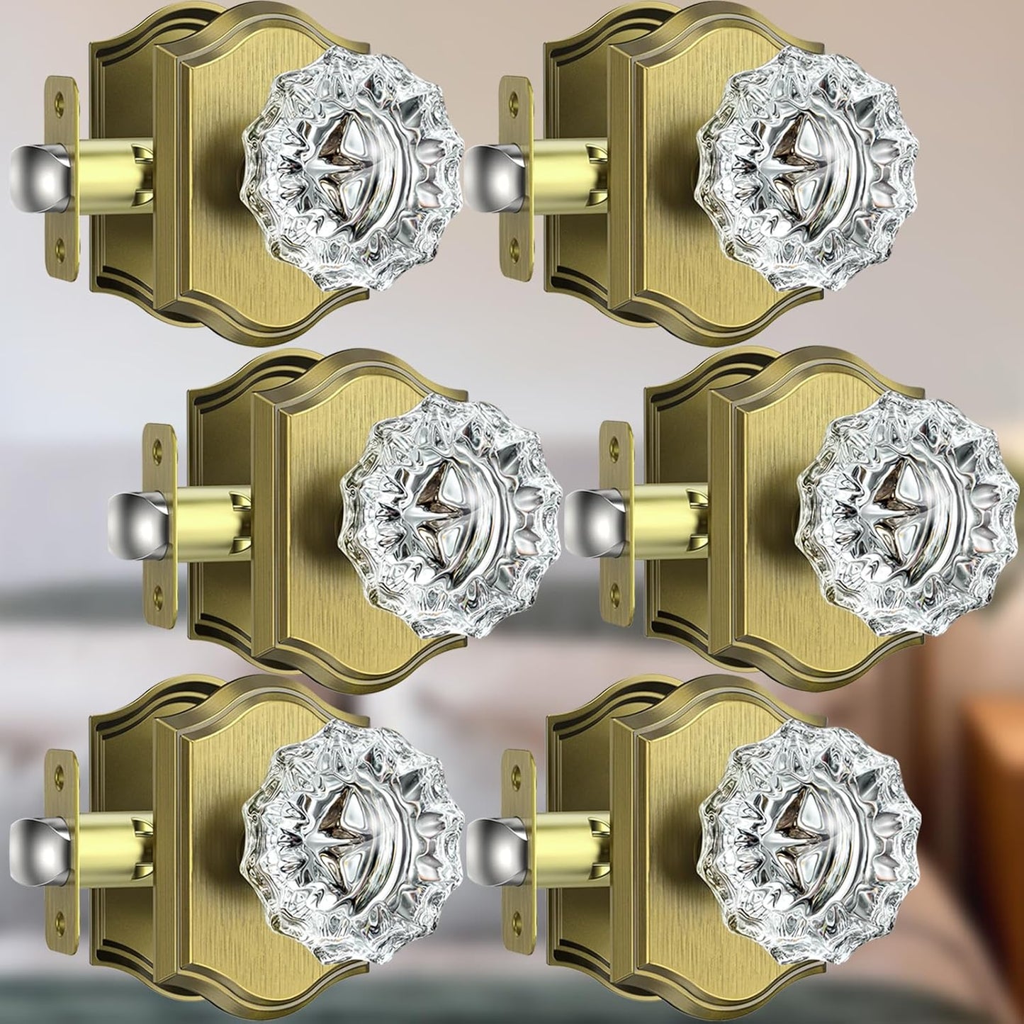 Crystal Door Knobs with Lock Set for Vintage Interior Decor