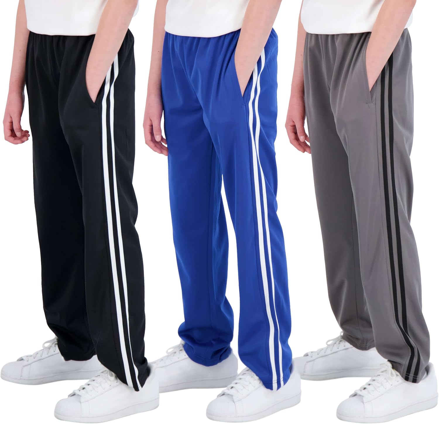 Boys' Tricot Open Bottom Fleece-Lined Sweatpants with Pockets