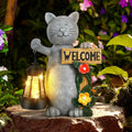 Solar Cat Garden Statue with Lantern - Whimsical Solar Figurine