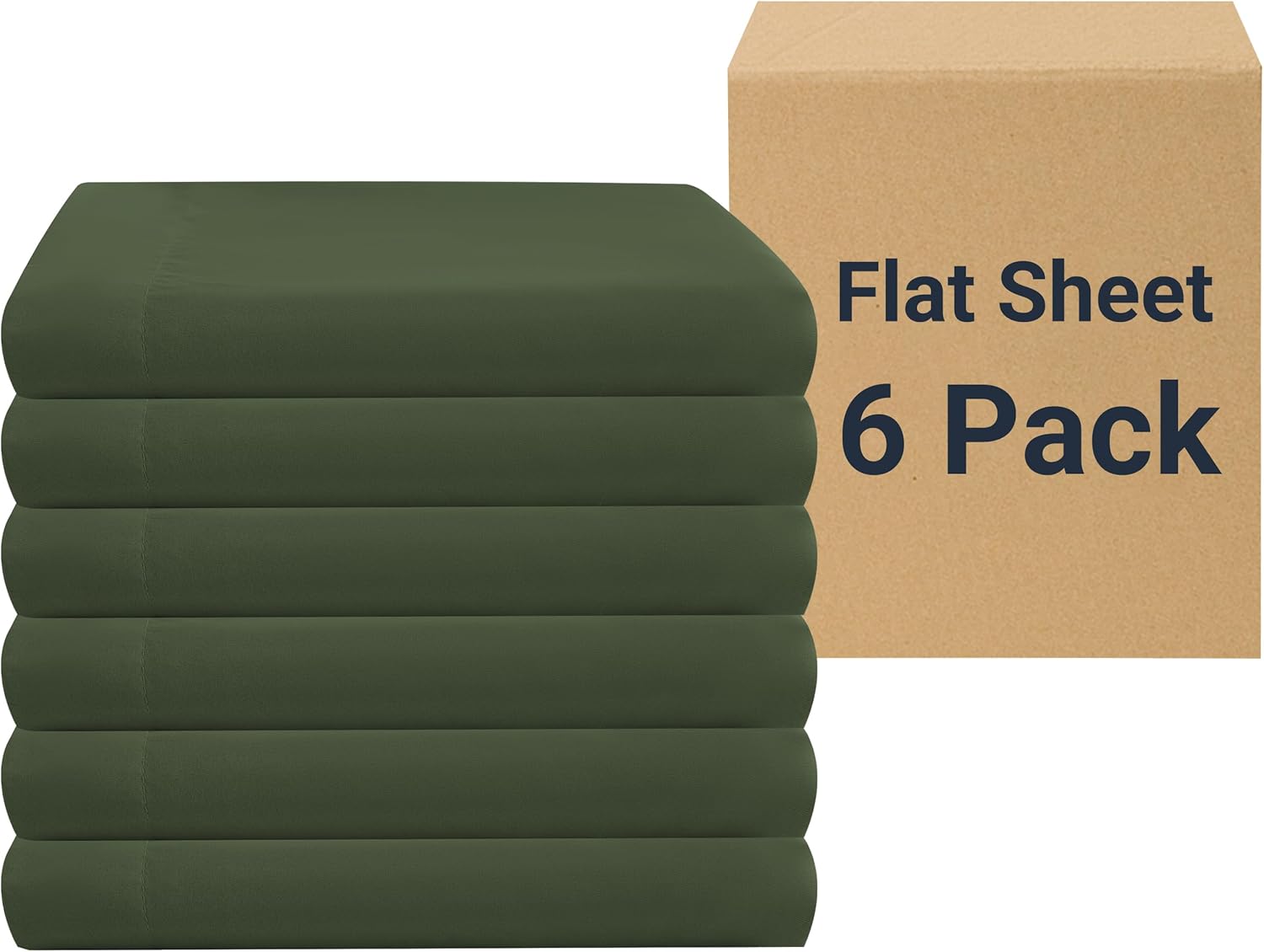 ZPECC Queen Flat Sheet 6 Pack - Durable Olive Green Bed Sheets