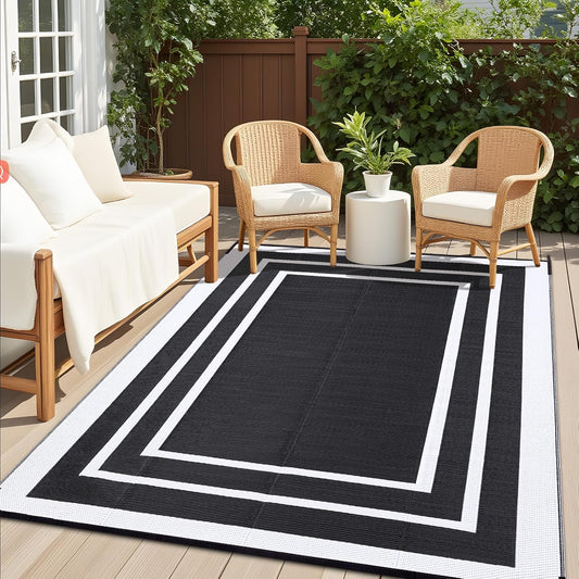 OLANLY Outdoor Rug 9x12 ft Waterproof for Patio and Camping