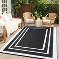 Outdoor Rug 8x10 ft Reversible Waterproof Patio Mat - Black & White