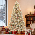 6 ft Snow Flocked Artificial Christmas Tree with Red Berries - Full