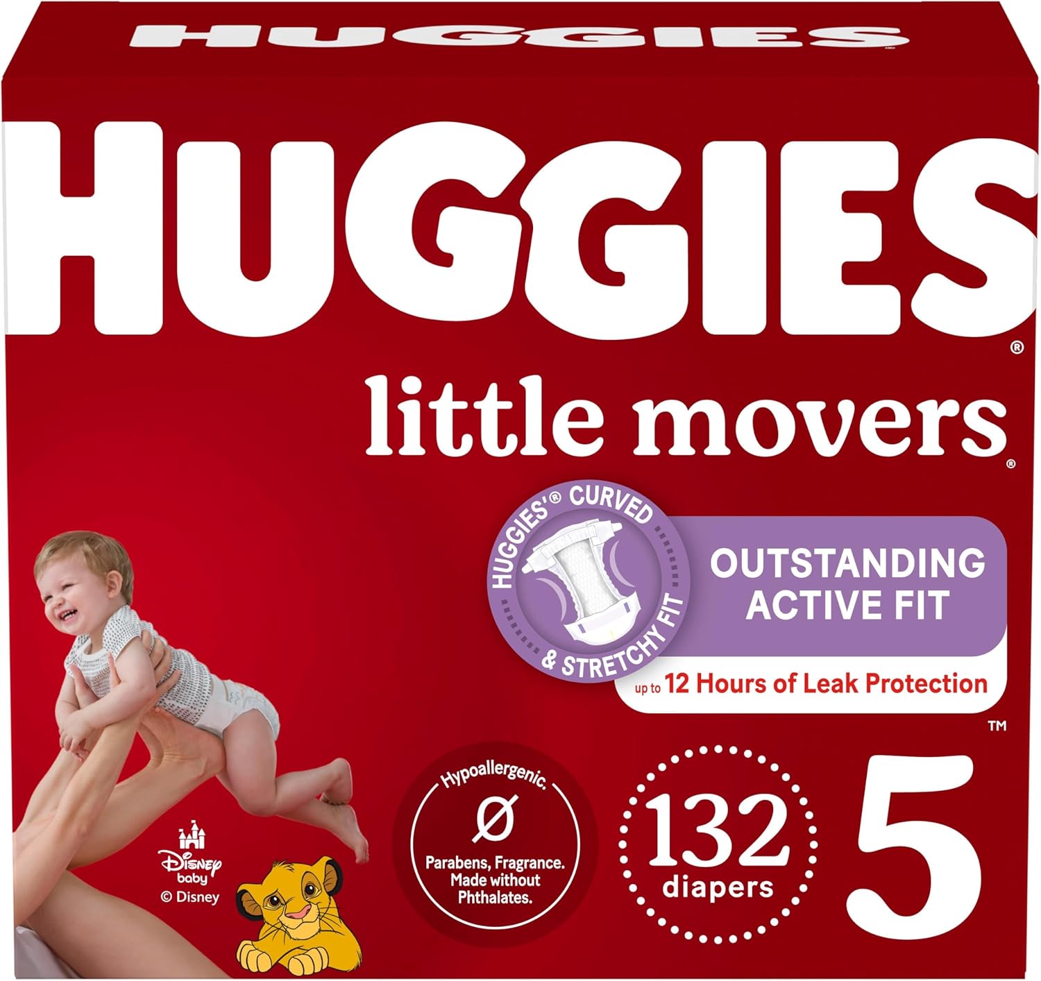 Huggies Size 5 Diapers for Active Toddlers, 132 Count Pack