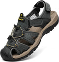 FLARUT Men's Sport Sandals Outdoor Closed Toe Leather Trail Sandals