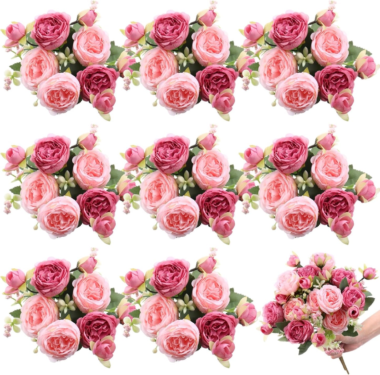 8 Bundles Artificial Peonies Flowers for Wedding Decoration