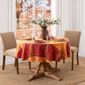 Maplewood Leaf Jacquard Oval Tablecloth 60x84 - Warm Fall Dining