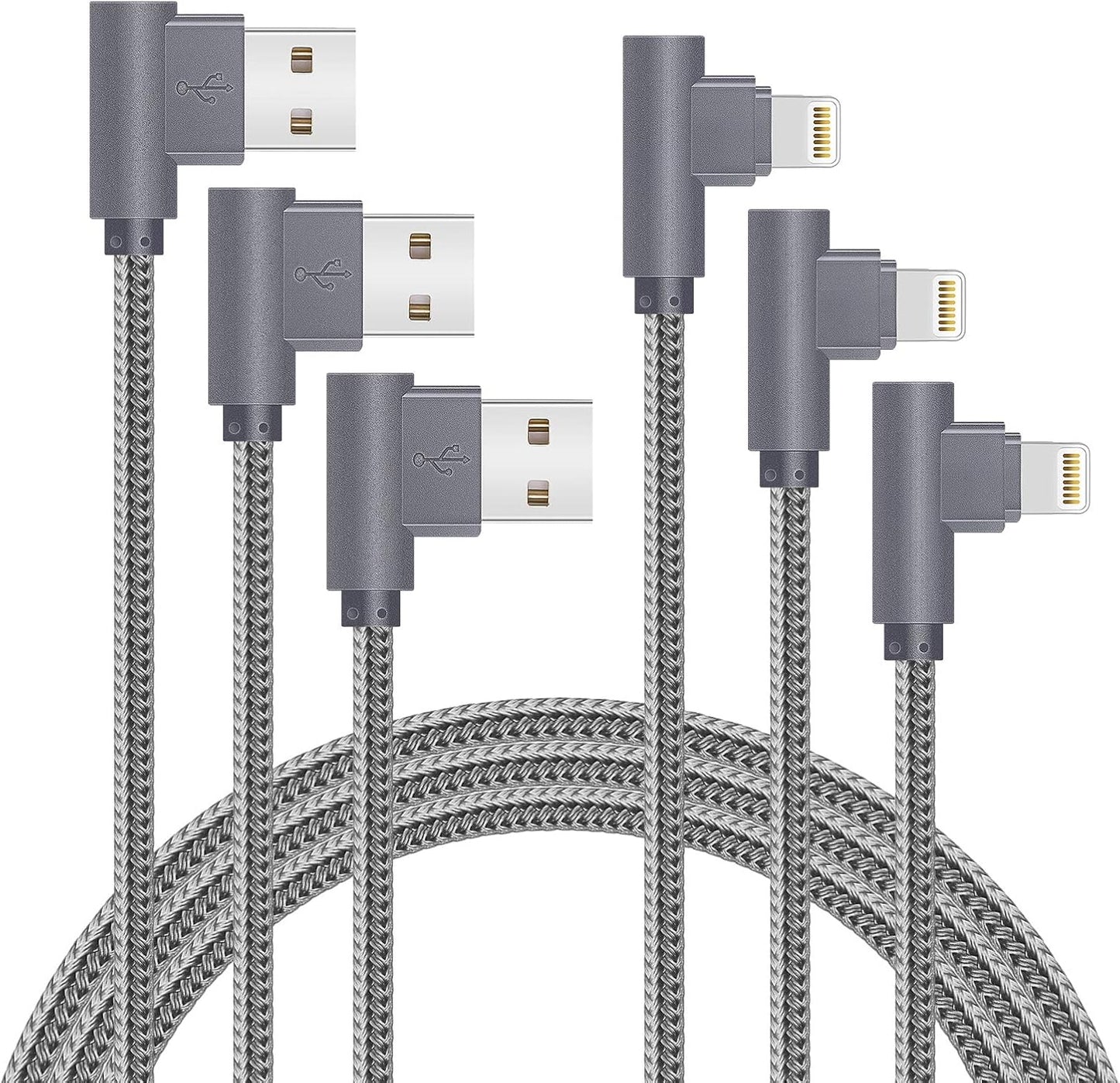10FT Gray Nylon Braided Fast iPhone Charger by APFEN
