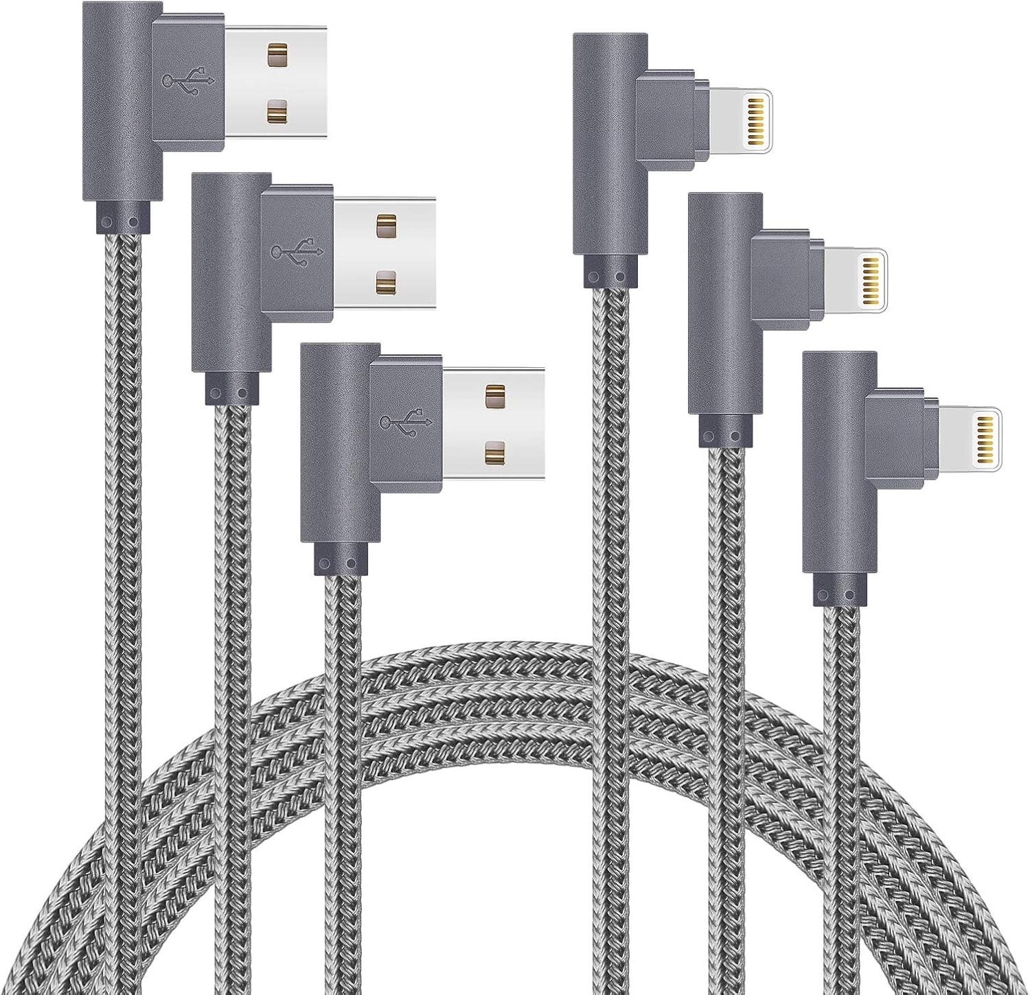 10FT Gray Nylon Braided Fast iPhone Charger by APFEN