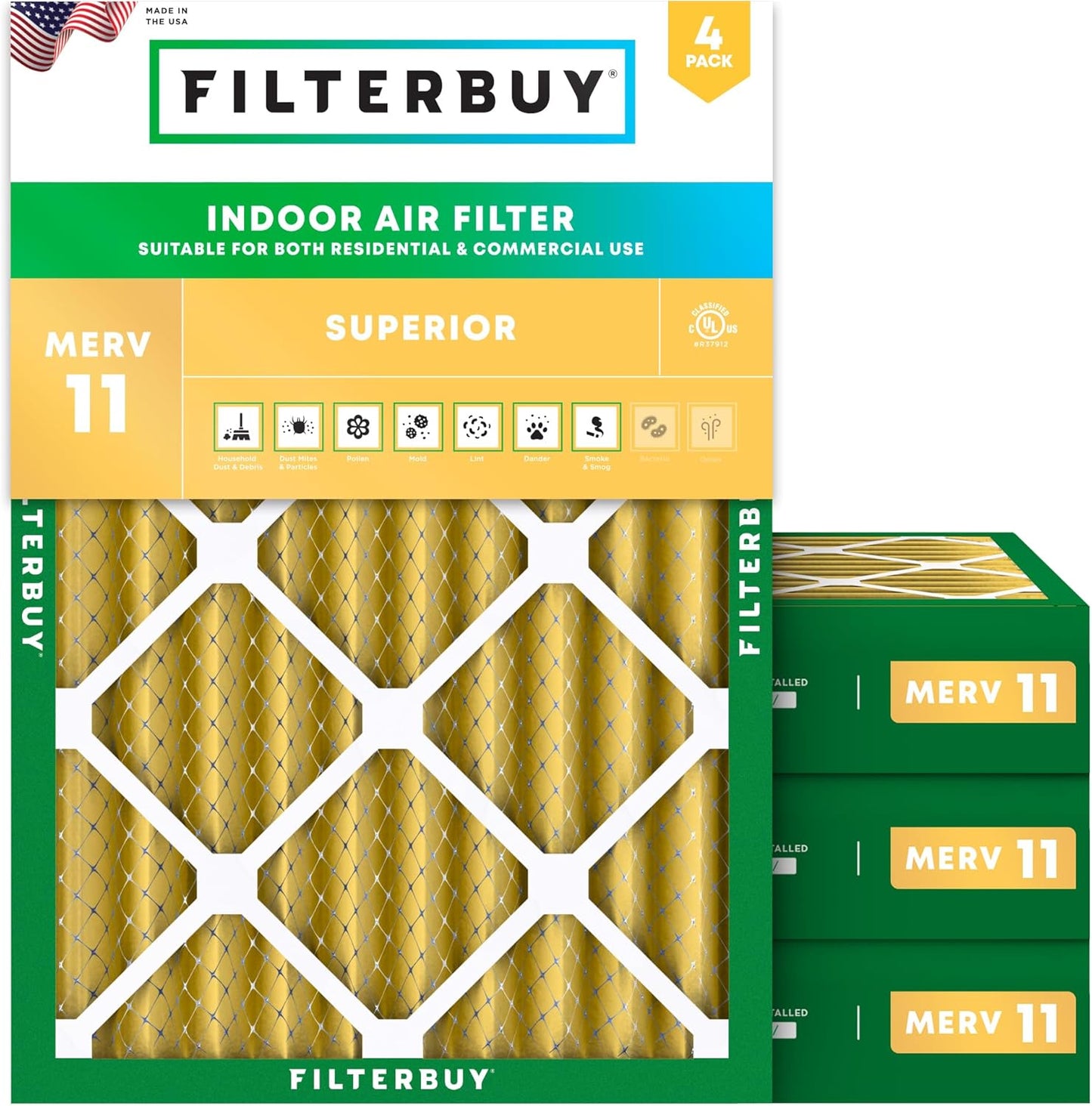 Filterbuy 18x24x4 Air Filter MERV 11 for Pet and Allergy Defense