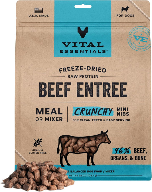 Vital Essentials Freeze-Dried Raw Beef Crunchy Mini Nibs for Dogs