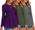 Maternity Shirts 3 Pack Pleated Long Sleeve Tunics for Women - Soft