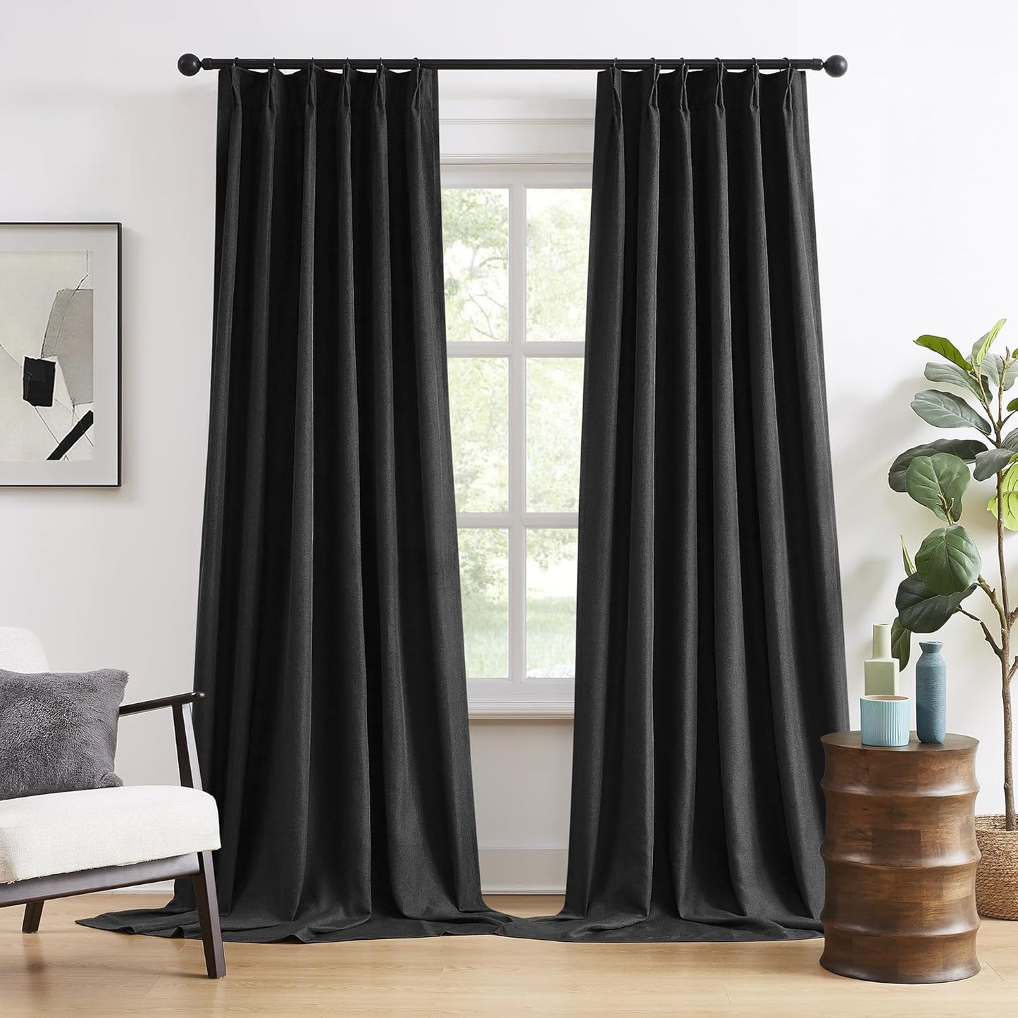 Pinch Pleated Blackout Cabin Drapes 100 Inch Length for Home