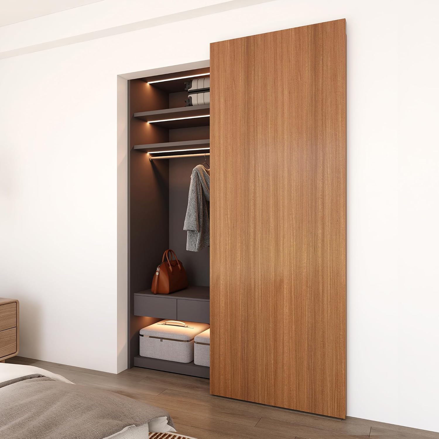 Concealed Barn Door Hardware Kit with Soft Close Mechanism