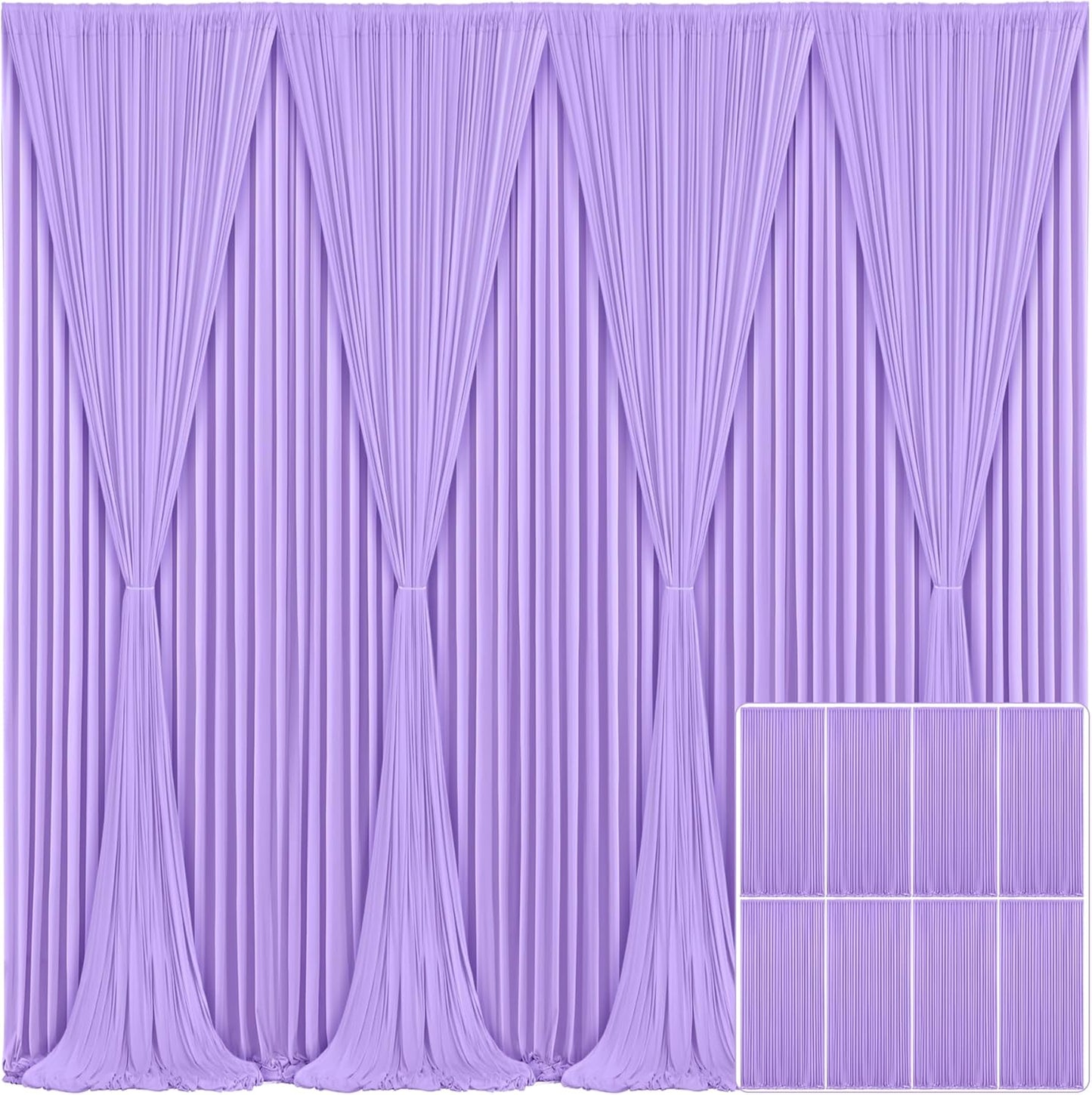 8 Panels Lavender Backdrop Curtain for Parties and Weddings