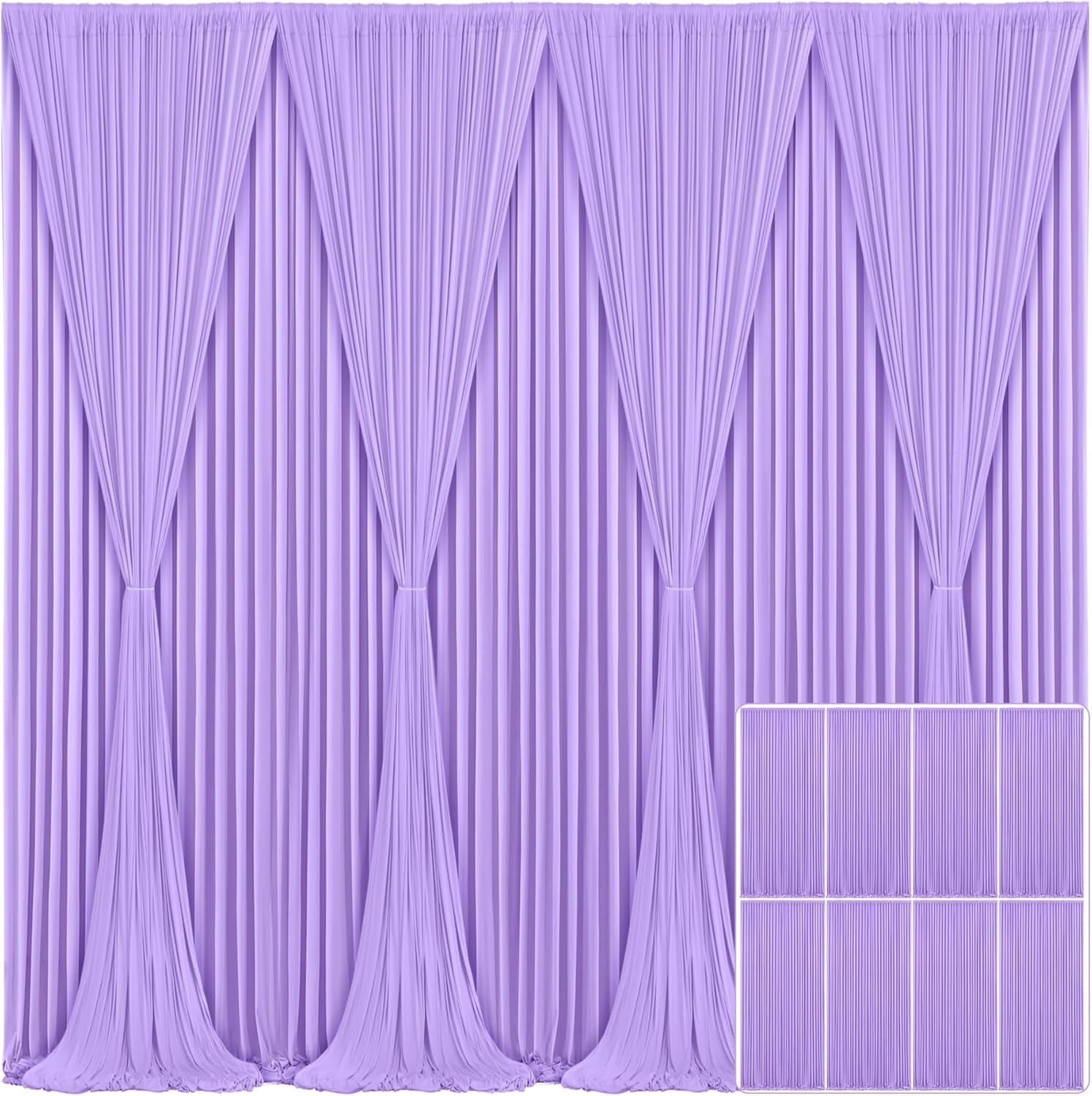 8 Panels Lavender Backdrop Curtain for Parties and Weddings