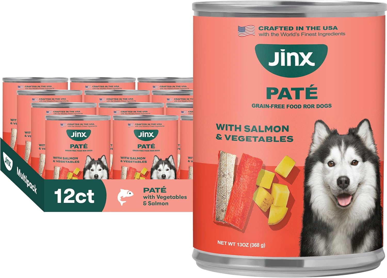 Jinx Premium Wet Dog Food Cans - Salmon Pate for All Breeds