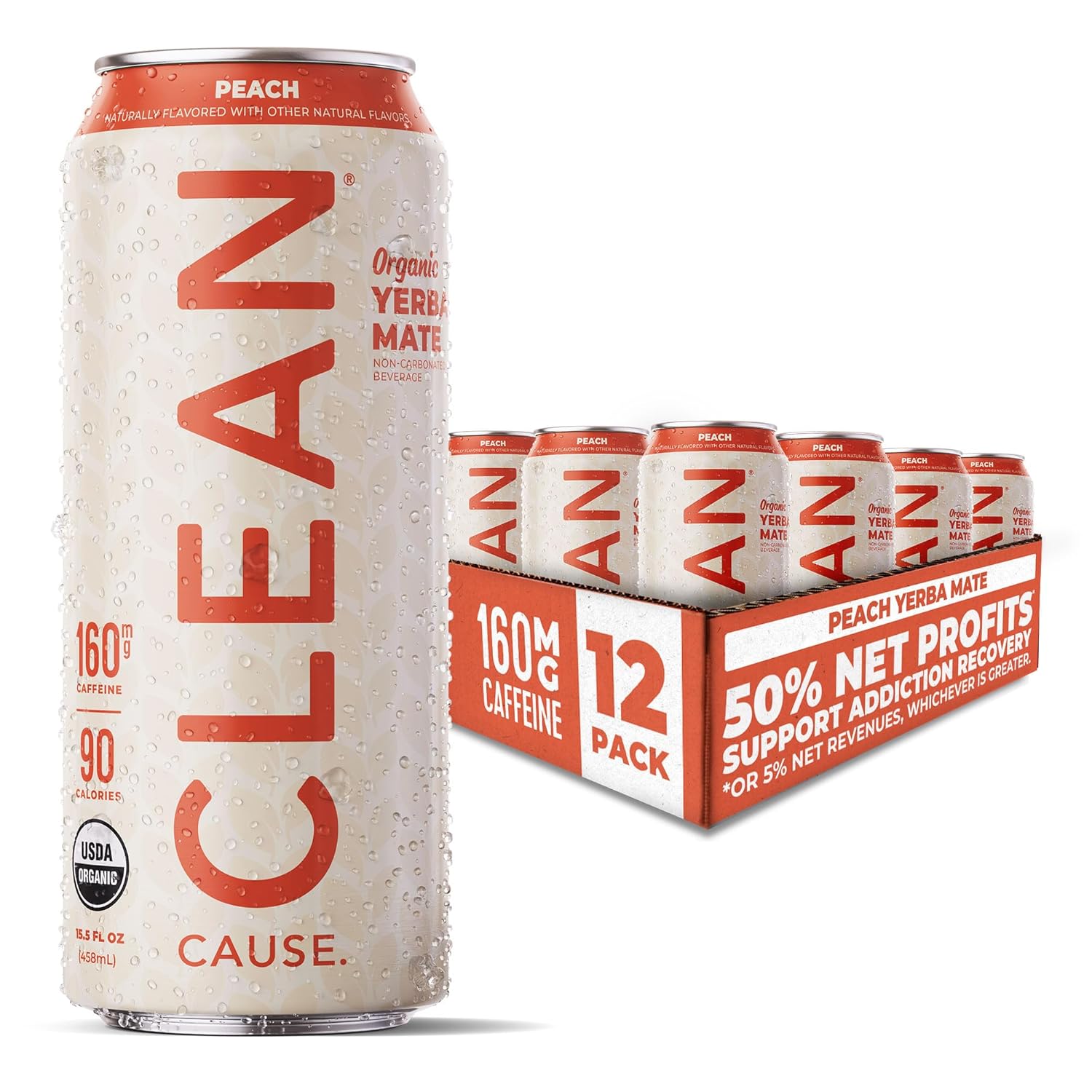 CLEAN Cause Peach Yerba Mate Tea - Organic Energy Drink Alternative