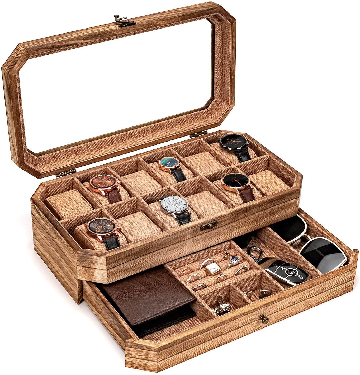 2 Tier Wooden Watch Box - Elegant Storage Solution