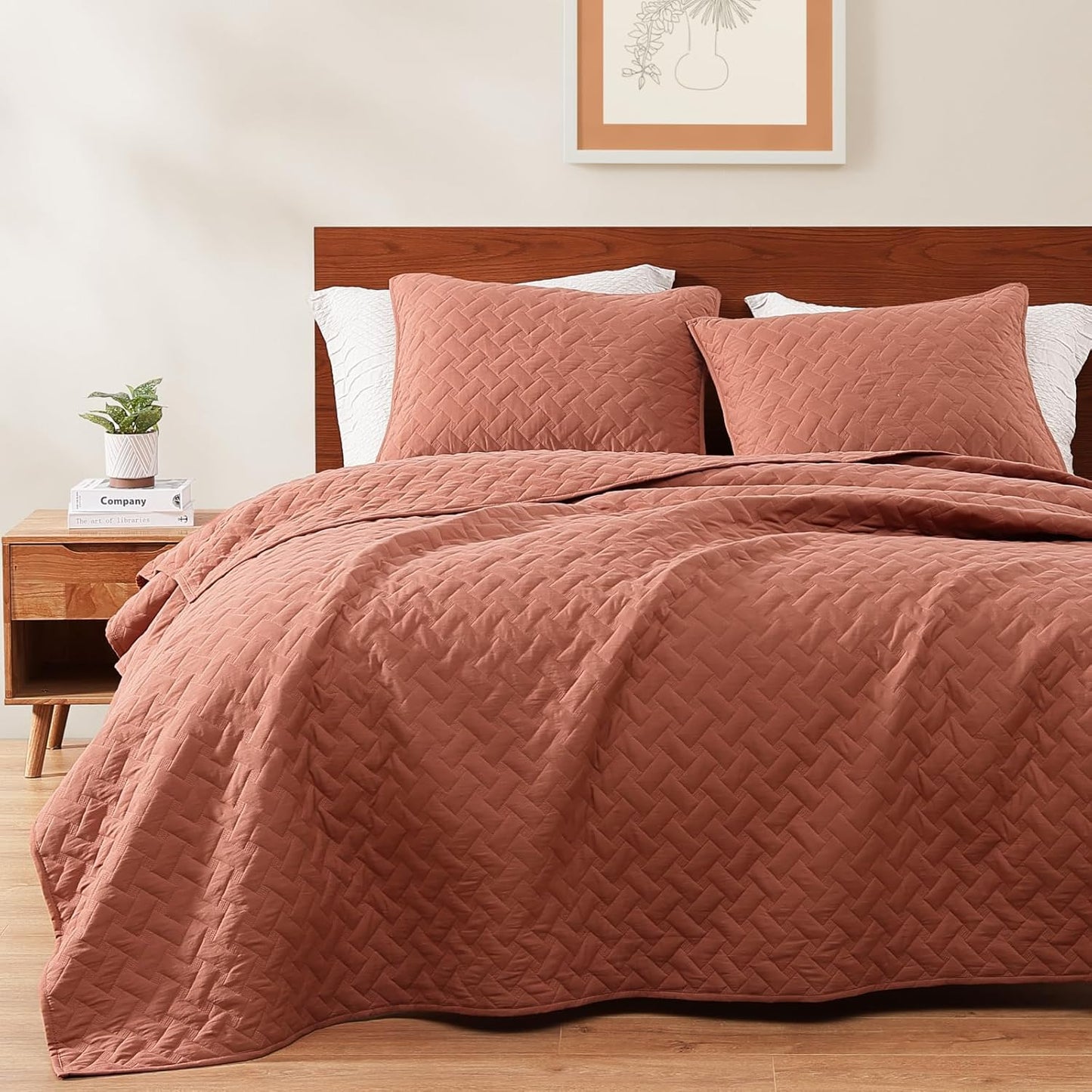 WRENSONGE Queen Quilt Set - Stylish Weave Autumn Leaf Design