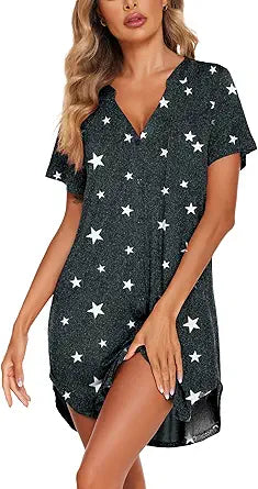 Ekouaer Women V Neck Button Down Nightgown for Comfort and Style