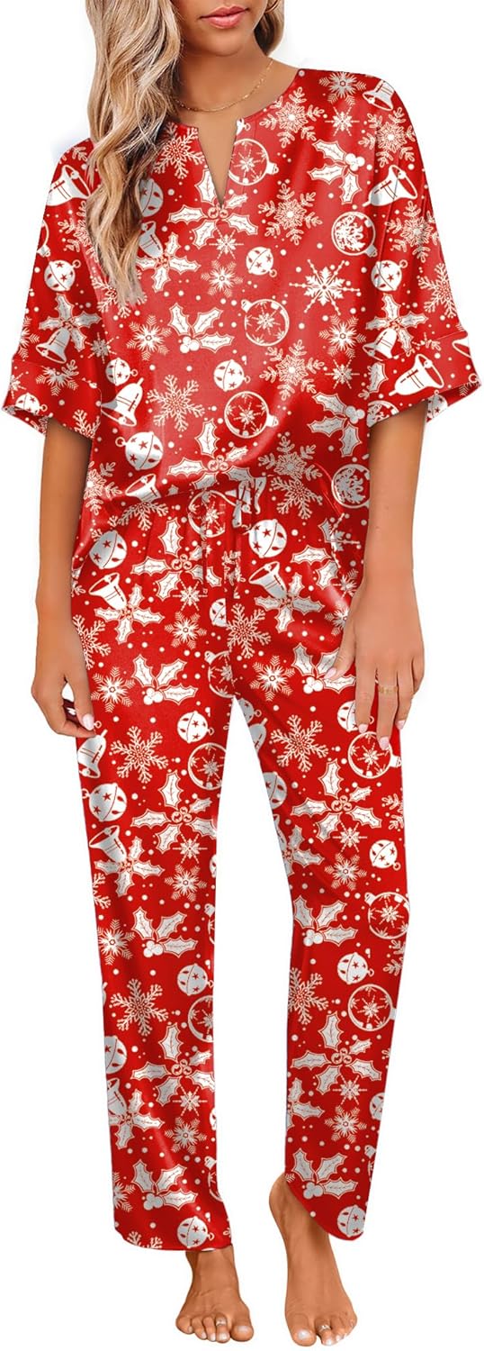 Ekouaer Satin Pajama Set for Women - Luxurious Silk Loungewear
