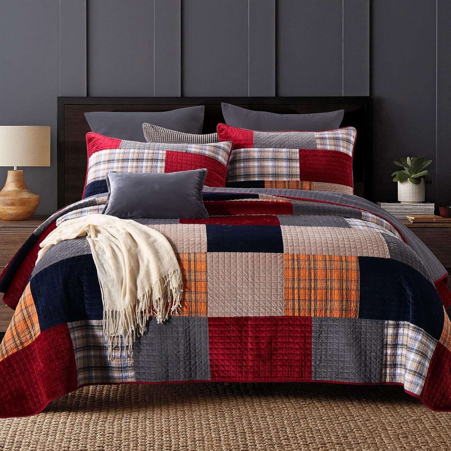 Secgo California King Comforter Set - 100% Cotton Quilts
