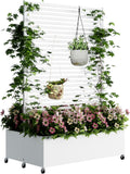 Double Metal Planter Box with Trellis for Outdoor Gardening