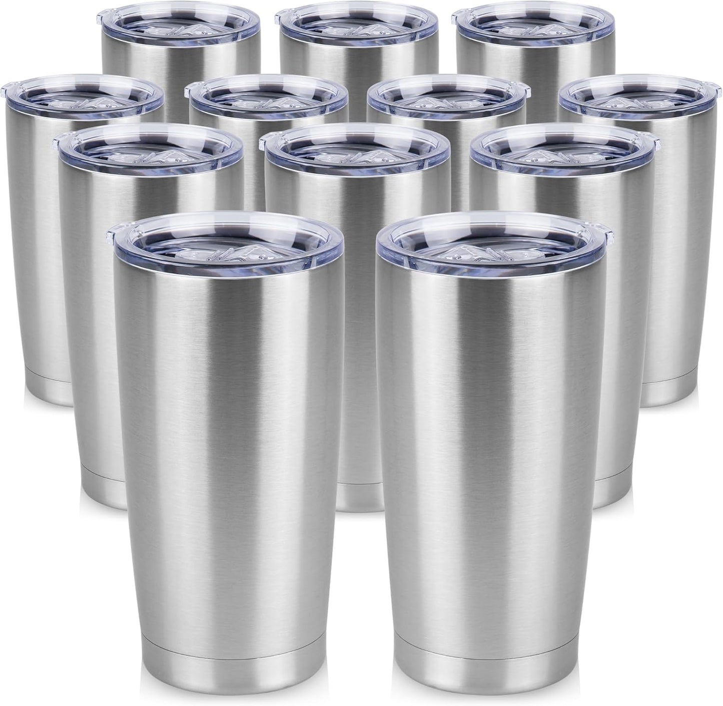 20 oz Stainless Steel Tumblers for Hot & Cold Drinks - 12 Pack