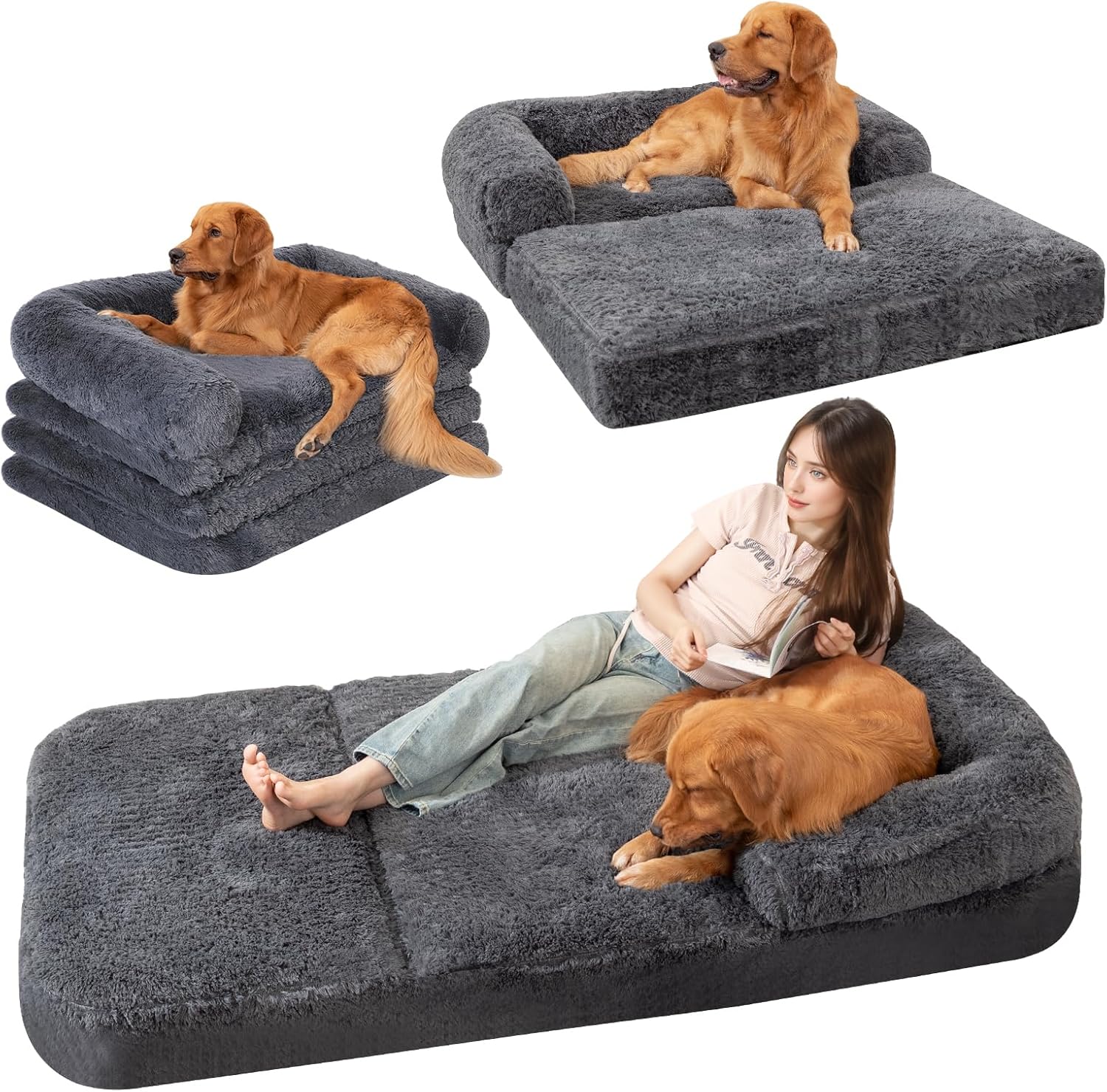 Foldable Human Dog Sofa Bed for Comfortable Relaxation