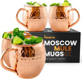 Moscow Mule Mugs Set of 4 - 100% Pure Copper 16 oz - Premium Gift