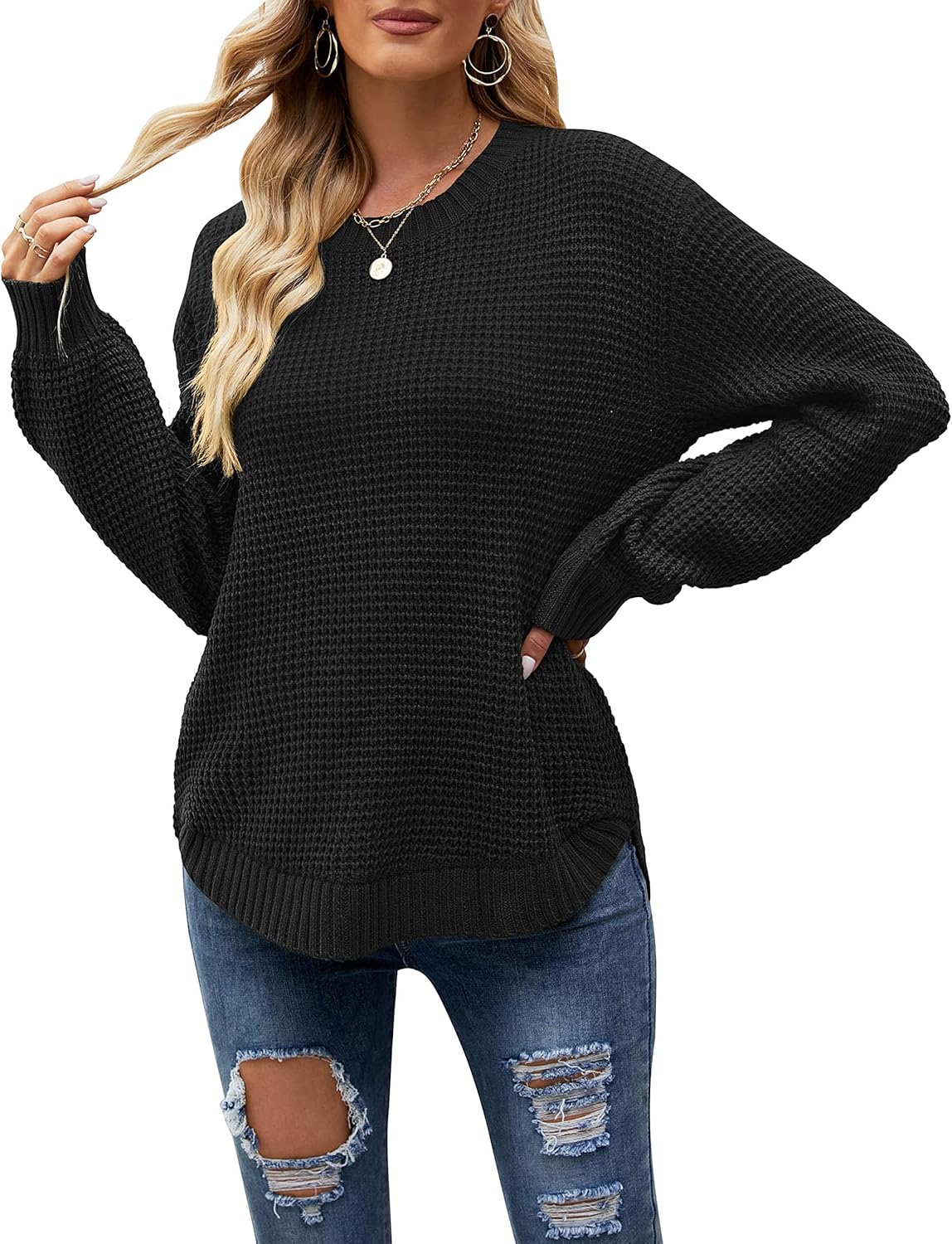 MEROKEETY Women's Fall Long Sleeve Sweater for Casual Style