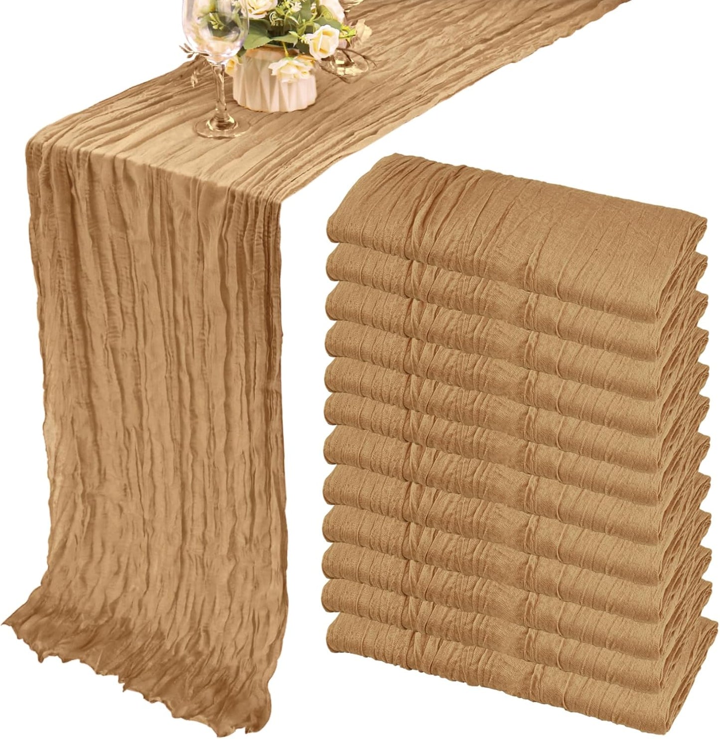 12 Pack 10Ft Cheesecloth Table Runner for Elegant Events