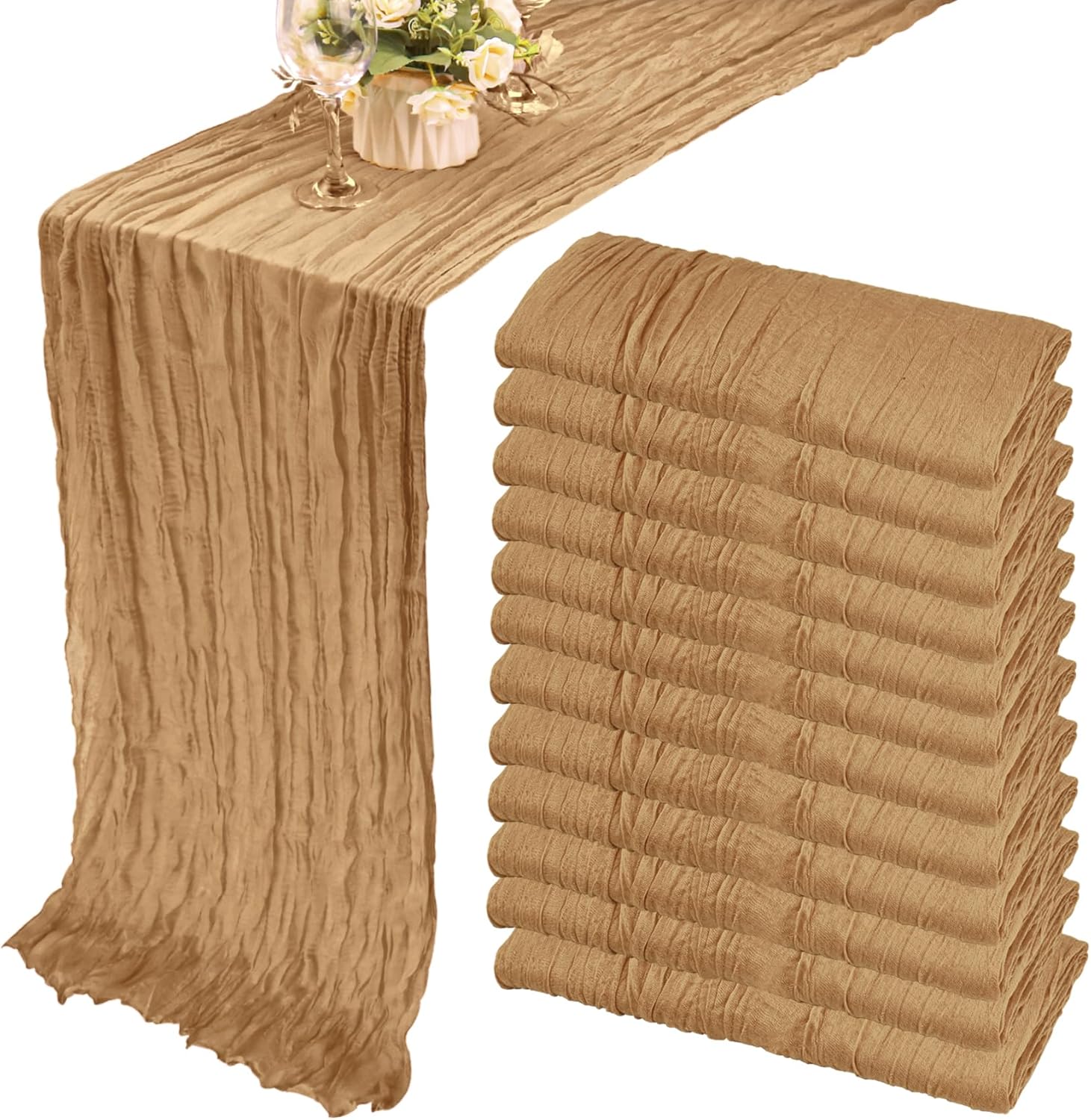 12 Pack 10Ft Cheesecloth Table Runner for Elegant Events
