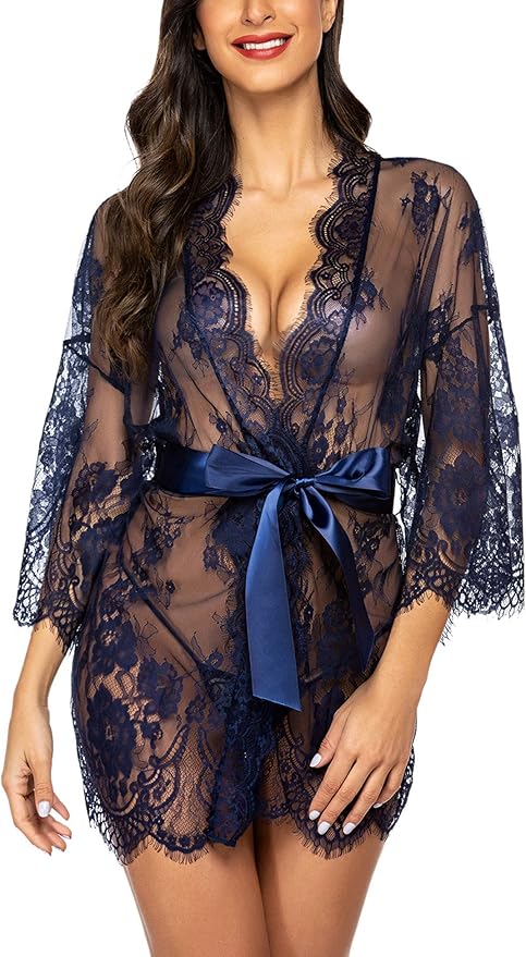Avidlove Women's Lace Kimono Robe Babydoll Lingerie Nightgown