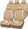 Bling Diamond Car Seat Covers for Women Beige - Rhinestone Sparkle