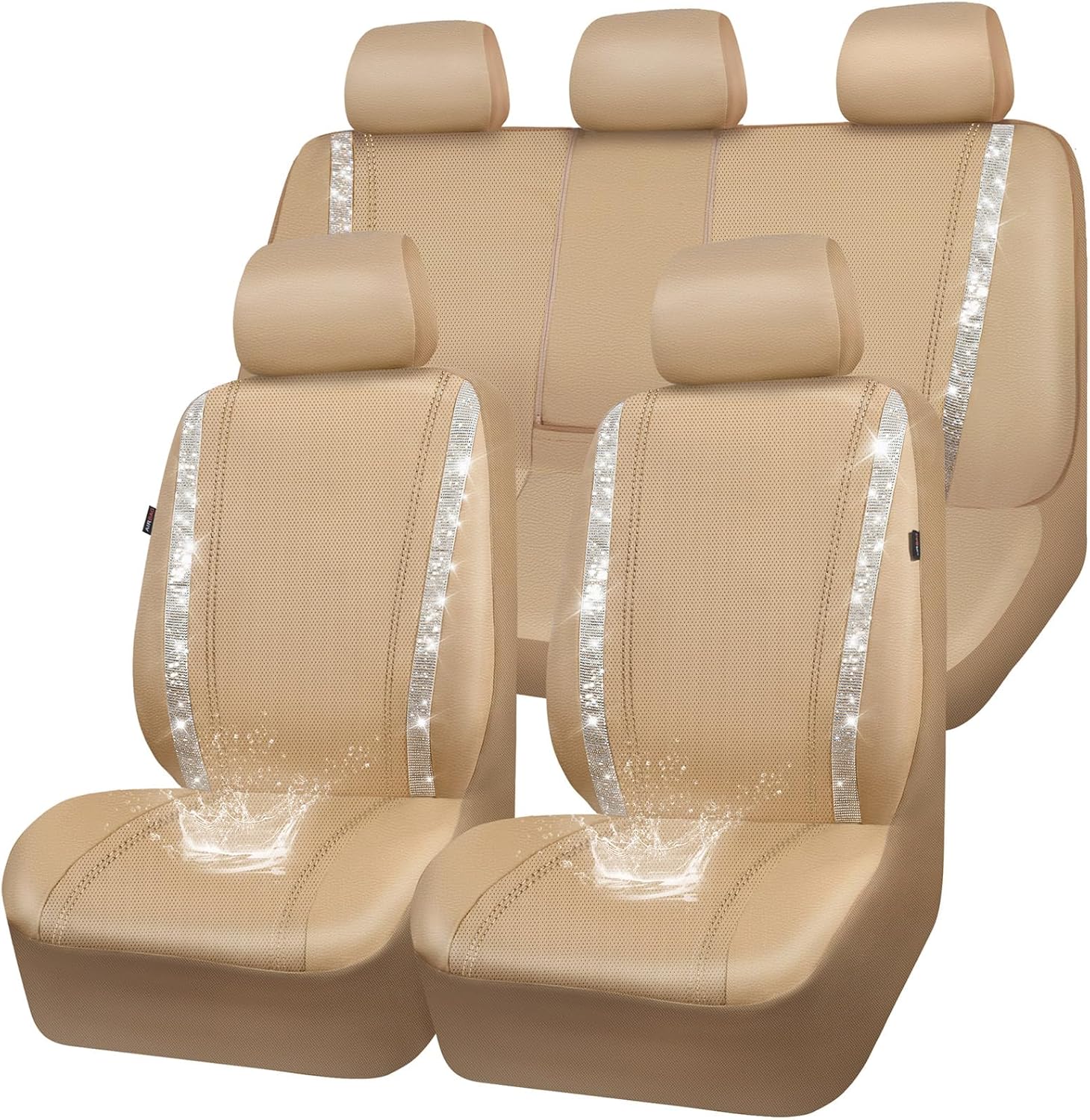 Bling Diamond Car Seat Covers Full Set for Stylish Women