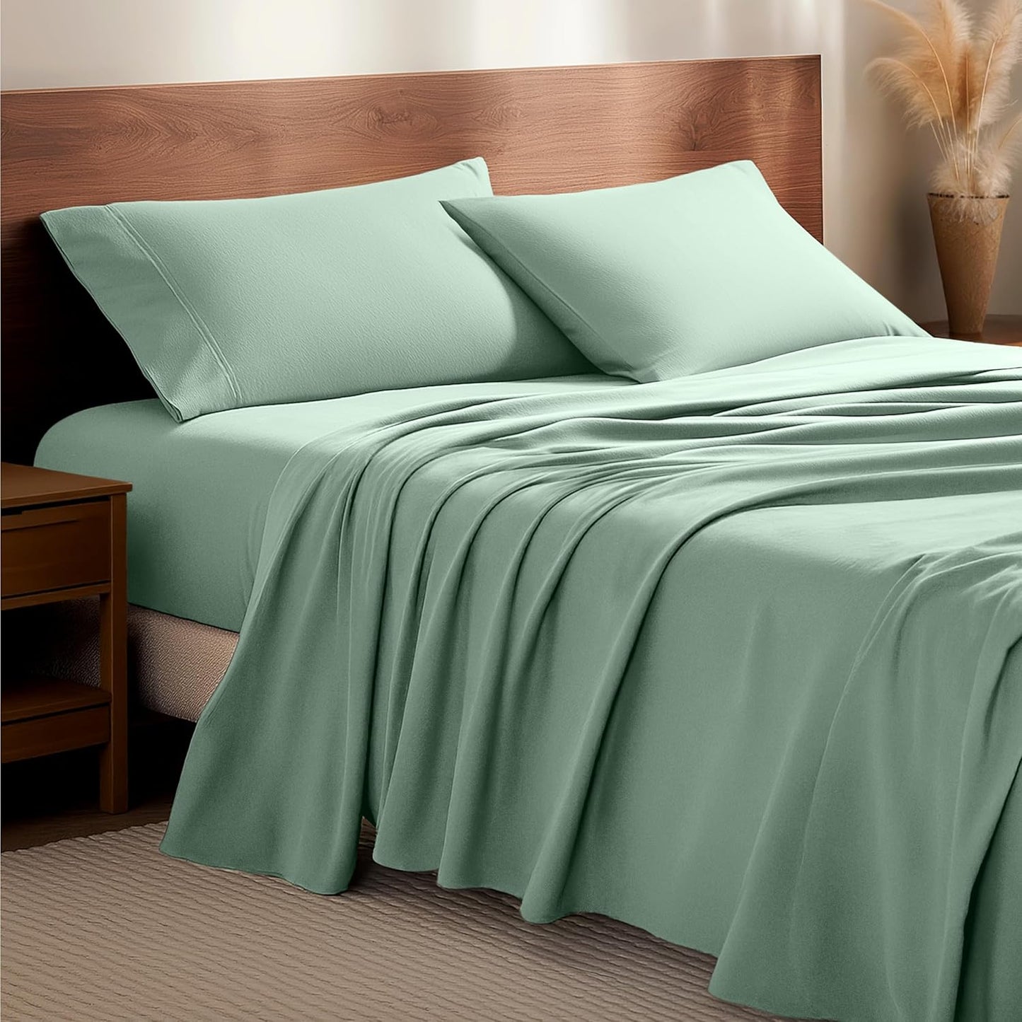 Bare Home Flannel Sheet Set - Soft 100% Cotton Queen Size