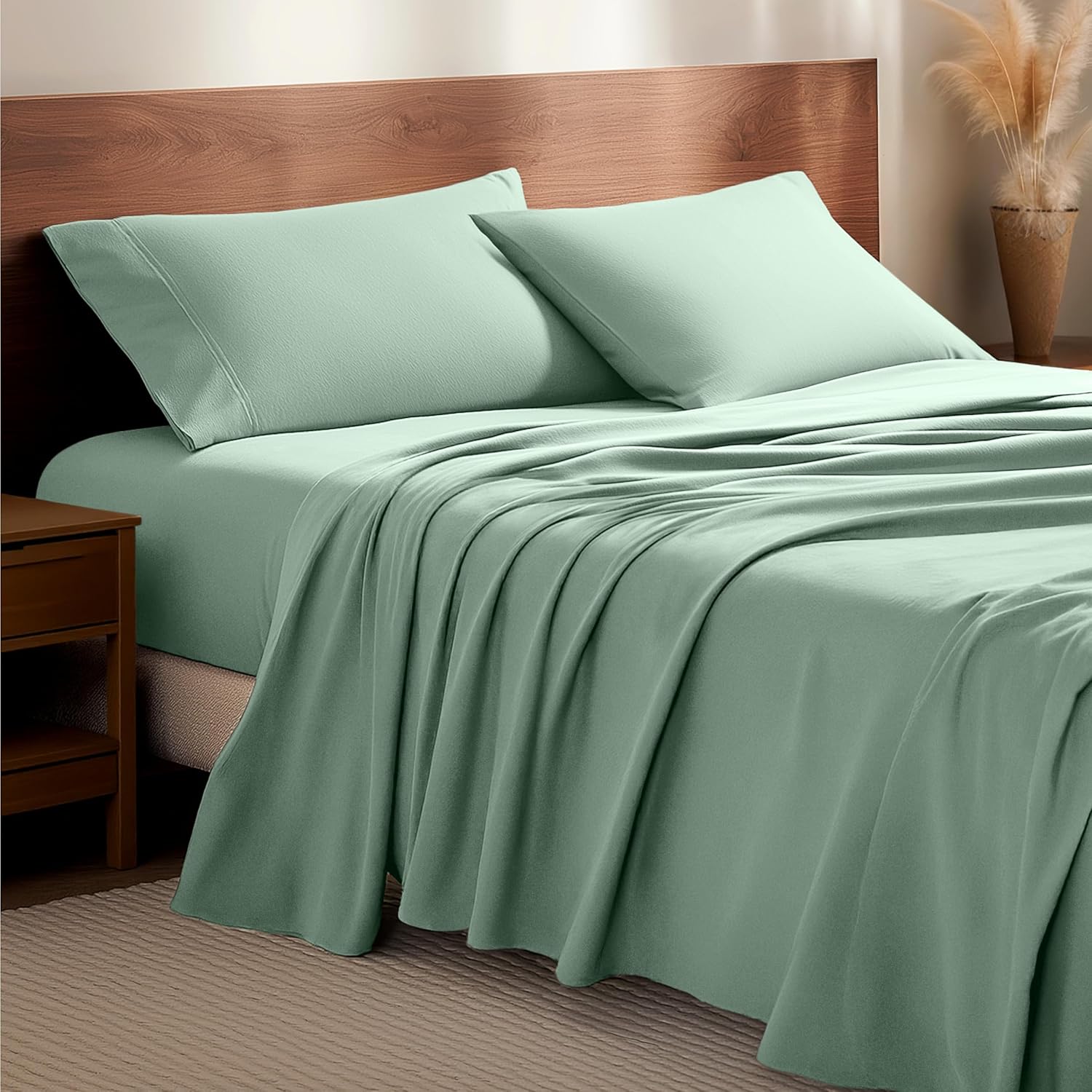 Bare Home Flannel Sheet Set - Soft 100% Cotton Queen Size