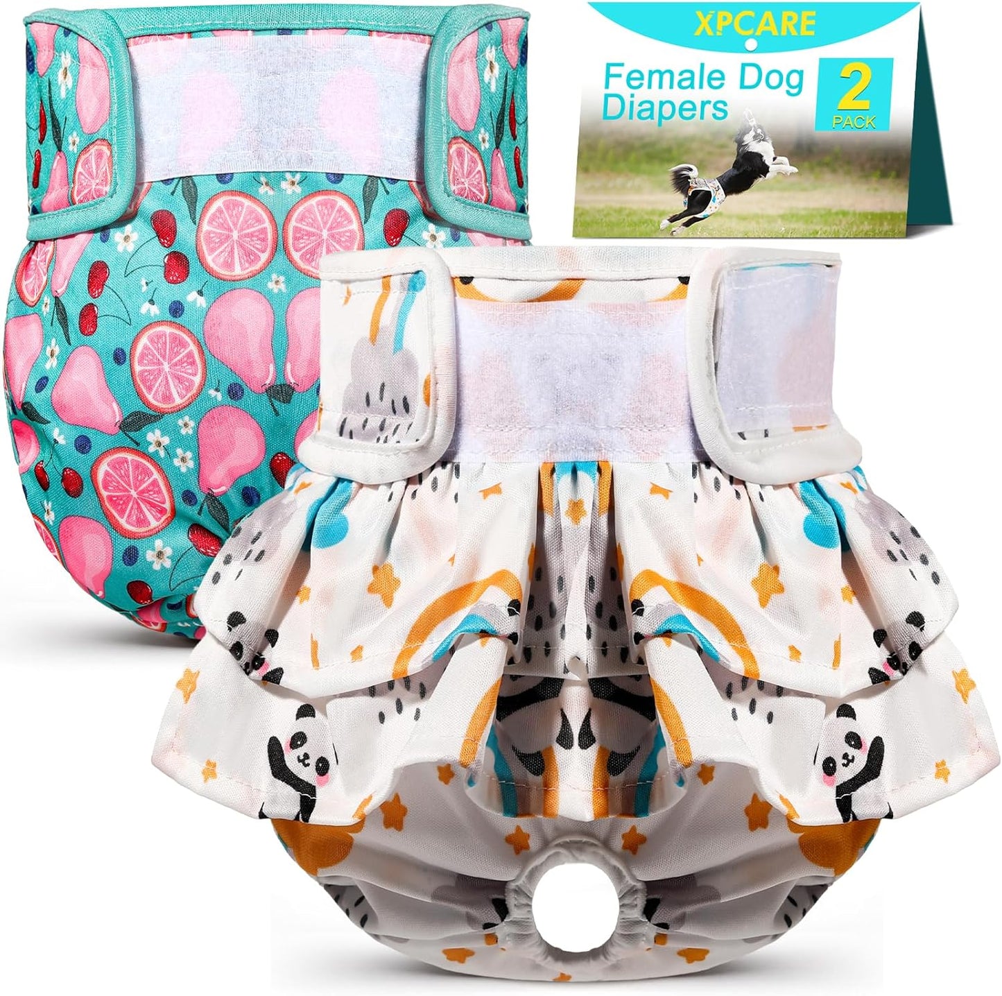 XPCARE Washable Female Dog Diapers 2 Pack - Leak-Proof & Absorbent!