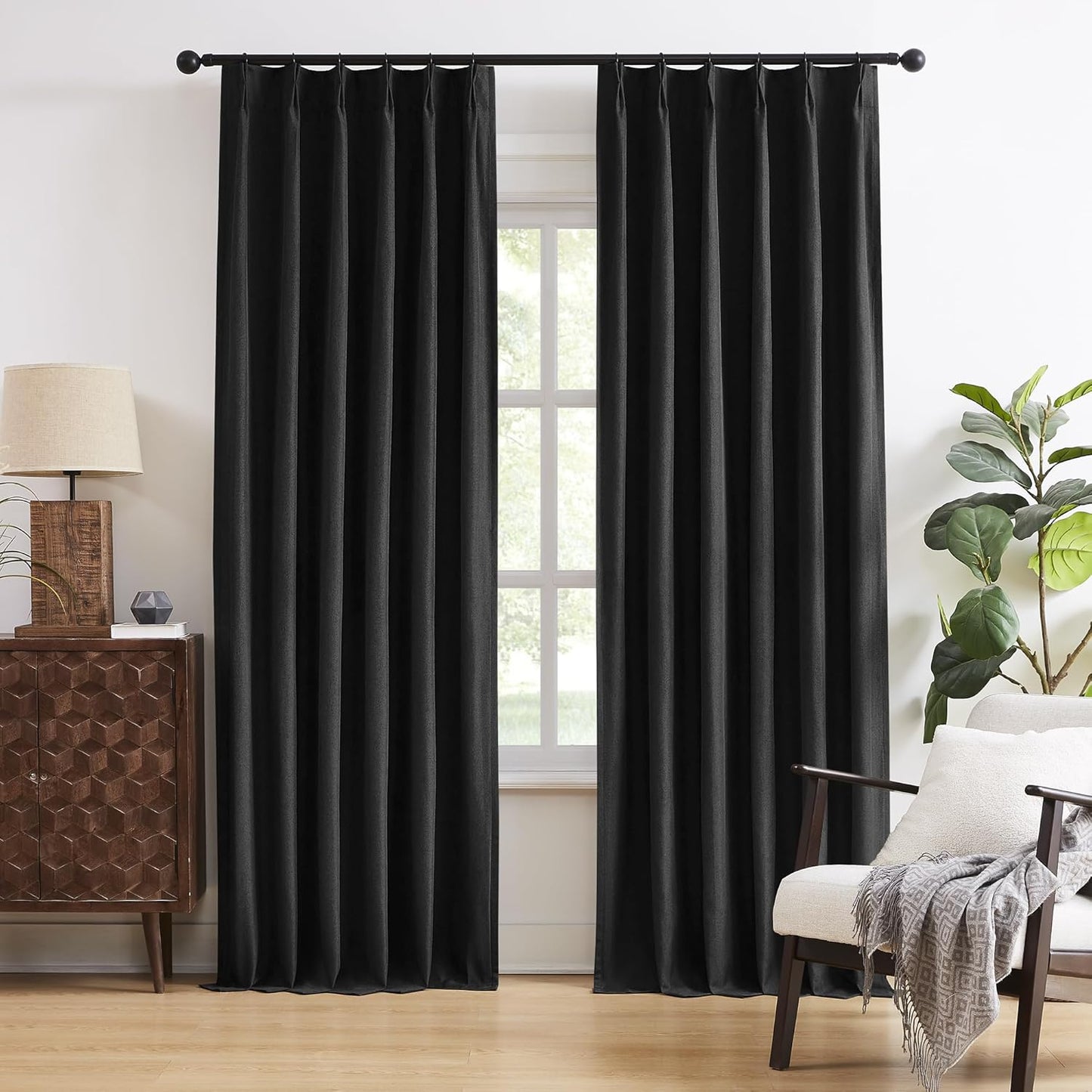 DUALIFE Black Out Curtain Panels for Sliding Glass Doors