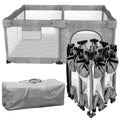 Foldable Baby Playpen 51in Grey - Extra Large Collapsible Play Yard