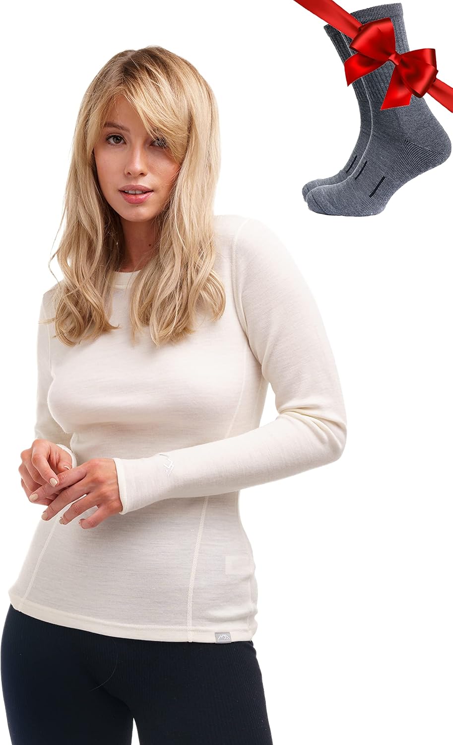 Merino Wool Base Layer Women - Super Soft Thermal Shirt & Socks