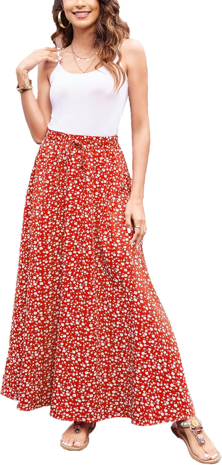 Bluetime Women Flowy Long Skirts for Summer Beach Style